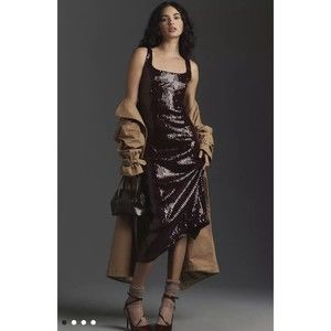 Anthropologie Pilcro Sequin Slim Midi Dress Size M Medium‎ $168 New